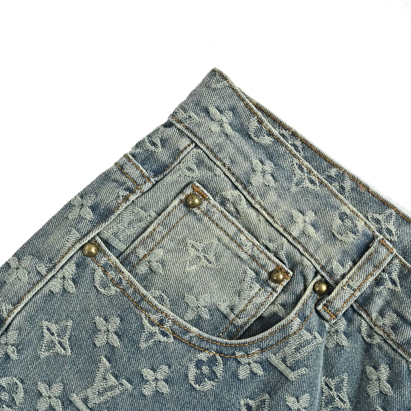 Louis Vuitton/Louis Vuitton old flower all over printed jacquard jeans